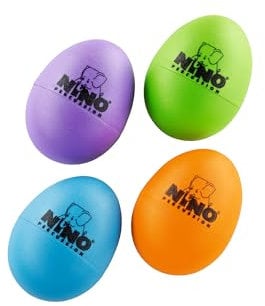 Nino Percussion Egg Shaker Assortment – 4 Rasseleier für Kinder ab 3 Jahren – Musikinstrument – Geschenkidee - Kunststoff, Mehrfarbig (NINOSET540-2)