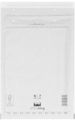 50 x Luftpolstertaschen Gr. G/7 (250x350 mm) DIN A4+ C4 WEISS - Marken-Qualität von OfficeKing®