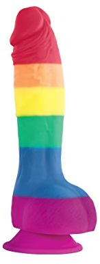 New Sensations Pride Edition Realistic Silicone Dildo with Balls, Rainbow