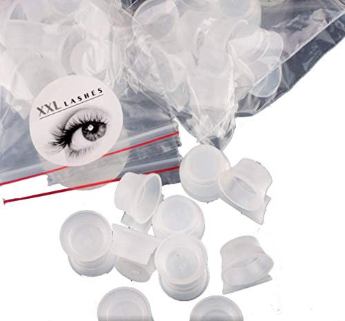Klebstoff-Ring Cups, 100 Stk. Ersatzschälchen für Kleber Ringe, geeignet für alle Wimpernkleber, Tattoo Farbkappen, Tatto Pigment cups