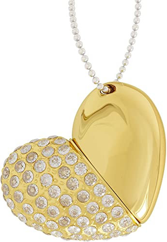 AKORD CRYSTAL LOVE HEART PENDANT USB FLASH MEMORY STICK Pen Drive Stick FOR MP3 / Movies/Backup Archive/Photography (16 GB, Gold)