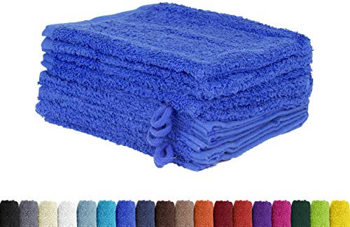 BaSaTex 10er Pack Waschhandschuhe aus 100% weicher und saugstarker Baumwolle | Öko-Tex Made in Green | Waschlappen Set 15x21 cm | Farbe: Royal Blau