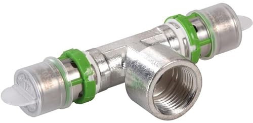 Comap 7130GW201220 T-Stück, gleiches Messing, zum Schrauben, 1/2, Durchmesser 20 mm, silberfarben