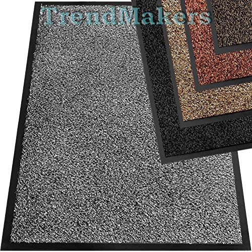 TrendMakers Heavy Duty Dirt Trapper Door Mats | Soft Cotton Barrier Mats Non-Slip Dirt Catcher | Home, Office, Kitchen, Carpets - 15 Sizes - - 40cm x 60cm (GREY Cotton Fibers)