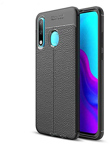 MHHQ Huawei P30 Lite Custodia, Custodia Sottile e Morbida Protettiva in Litchi Texture Silicone TPU Case Cover per Huawei P30 Lite -Black