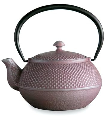 [Roji Associates] Théière en fonte Nanbu Tekki Arare – Type ronde, fabriquée au Japon, avec passoire à thé, finition intérieure en émail, rose cerise (400 ml)