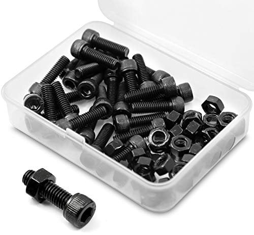 M6 x 10mm 40 Set Viti Bulloni a Brugola e Dadi in Acciaio al Carbonio,Vite a testa cilindrica con esagono incassato (Nero)