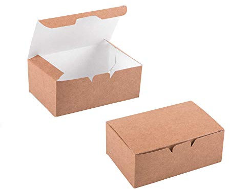 Confezione da 100 Scatole Regalo in Cartone Kraft, Misura S, Contenitori per Alimenti, Scatole Usa e Getta (100, S)