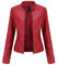 Valin Damen Rot Kunstleder Motorrad Jacke Lederjacke Schlank Reißverschluss Stehkragen Kurz Mantel,46,PN767