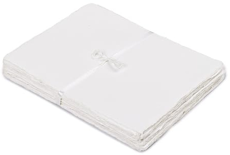LEATHER VILLAGE Watercolor Paper - 7.5 X 11.5 inches, 50 Sheets - Mixed Media Watercolor Paper - 150 GSM Thick Deckle Edge Virgin 100% Cotton Handmade Paper - White