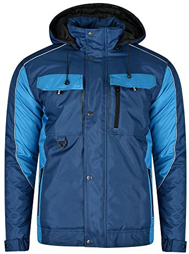 BWOLF Braver Veste de Travail Homme Hiver Chantier avec Capuche Coupe Vent Bleu L