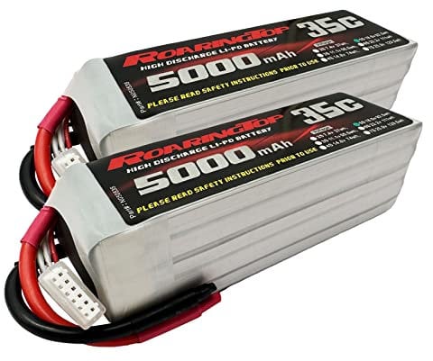 RoaringTop 5000mAh 5S 35C 18.5V RC Lipo Battery Without Plug (Lead-out wire) for F3A Model Airplane(2 Packs)