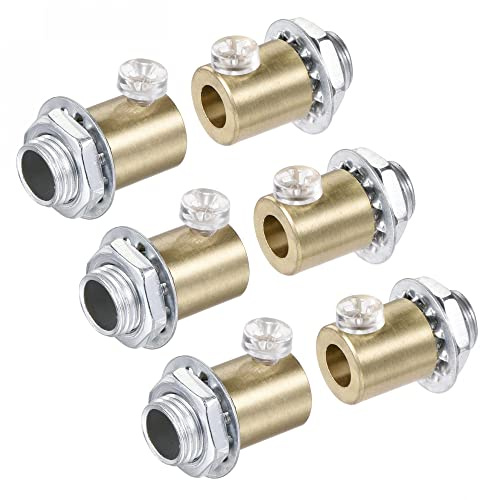 sourcing map Metal Cable Glands Cord Grips Screw Lock for Wiring Hanging Ceiling Pendant Lamp, Copper Pack of 6