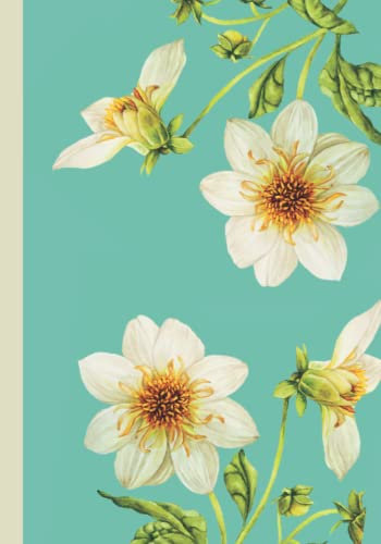 B5 Dotted Journal: White Dahlia Flower Soft Cover Dot Grid Notebook