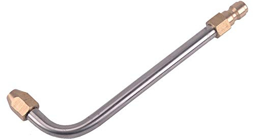 Hochdruckreiniger-Stange, Unterlegscheiben-Verlängerung Dachrinnenreiniger-Aufsatz Zubehör mit 1/4 Zoll Schnellanschluss für Waschlanze/Zauberstab, 90° gebogene Stange, 340 mm