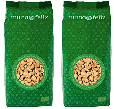 Mundo Feliz Noix de cajou biologiques, grillées, salées, 2 x 400 g