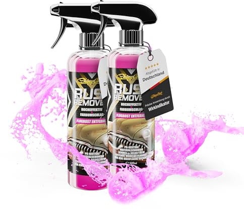 ShinyChiefs Rust Remover - Hochwirksames Flugrostentferner Auto Spray mit Farbumschlag, alle Oberflächen - Aktiver Bremsstaub- und Flugrostentferner ohne Nachbearbeiten, Rost-Entferner Spray, 2x500ml