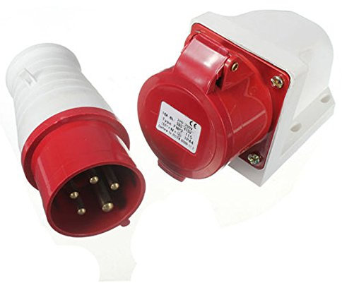 Lodokdre 16 A 5 broches mâle et météo IP44 3 phases 380-415 V 3P + N + terre 16 A
