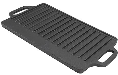 Grill Pan, Eco-Friendly Cast Iron Baking Tray Double Sided for Household Barbecue, Heavy Duty Non-Stick for Stovetop Outdoor Cooking, Heat Resistant Bakeware for Family Camping G