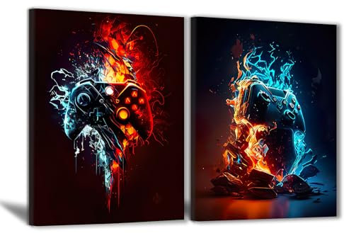 Gaming-Wandkunst, Videospiel-Poster, Spielzimmer-Dekoration, Spiel-Controller, Coole Poster für Jungen, Wohnheim, 30,5 x 40,6 cm, 2 Stück