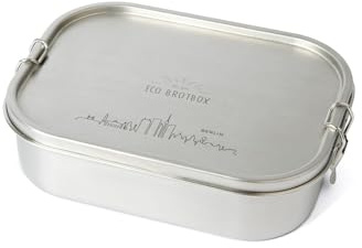ECO Brotbox Bento Flex - Brotdose mit Fächern 1300ml Lasergravur Berlin- Lunchbox aus Edelstahl Rechteckig - BPA-frei und auslaufsicher - spülmaschinenfeste Vesperbox