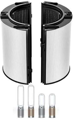 Amalfy 360°-Kombi-Glas, 2-in-1 HEPA+Carbon-Ersatzfilter, kompatibel mit Dyson TP07 HP07 TP06 HP06 PH04 PH03 PH02 PH01 TP09 HP09 Luftreiniger, H13 Grade True HEPA Pure Cool Hot Humidify Lüfterfilter,