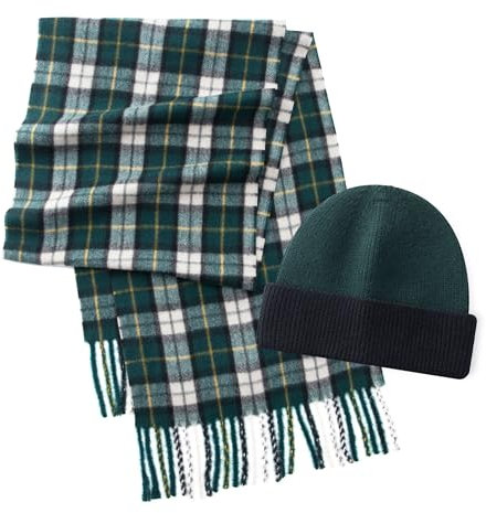 CALVIN & OLIVIA Schal mit Kaschmir-Haptik, weich, für den Winter, weich, Schottenkaro, mehrfarbig, Geschenk für Männer und Frauen, Brillantes Grün, Schwarz, Gelb, Schottenkaro-Set, Standard