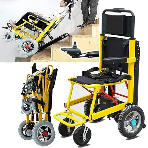 Silla de Ruedas Eléctrica 2 en 1 + Salvaescaleras sobre Orugas, Resistencia: 40 Km + Escaleras: 1500 Peldaños, Capacidad de Carga 150 Kg, para Escaleras para Personas Mayores