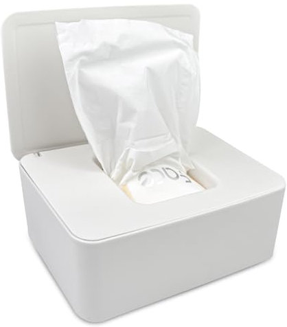 Lectorias Matériau PP Boîte à Mouchoirs, Boites a Lingette, Boîte Mouchoirs Papier Humides, Distributeur Lingettes avec Couvercle, Récipient en Serviettes Papiers Hygiéniqu, Hermetique, Blanc