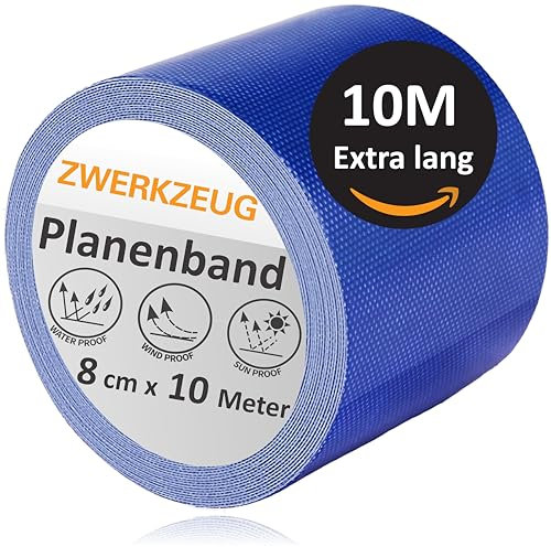 ZWERKZEUG Planenband - Reparaturkleberband – extra lang 8cm x10m - hohe Klebekraft – UV beständig – Wasserfest – in zwei Farben erhältlich - geeignet für Abdeckplane, Gewerbeplane, Zelt, Sonnenschirm