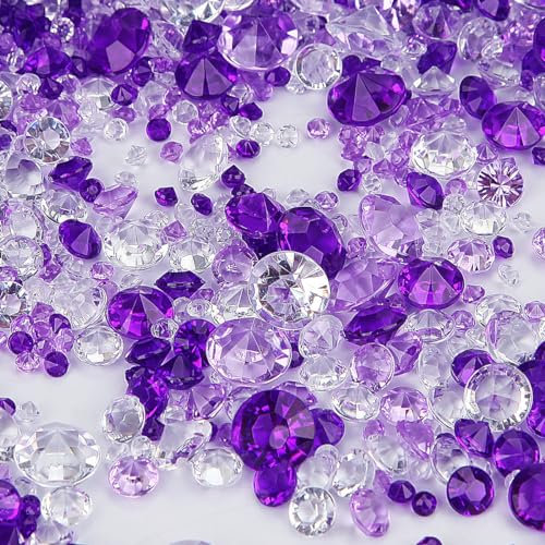 Ziamzra 5000 Stück Diamanten Deko Violett Hochzeit Diamanten Kristall Deko Diamantene Streudeko Diamantene Hochzeit für Geburtstag Party Vase Füller Streudeko Kristalle Tischdeko (3/6/8/10mm)
