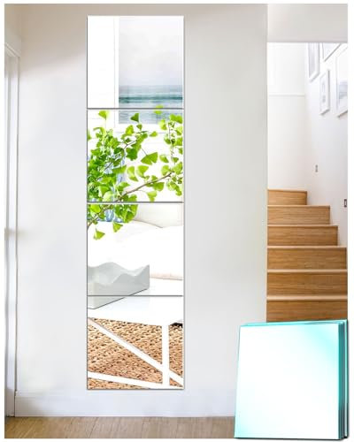 TOLOVIC Specchio da Parete Adesivo Senza Cornice - Vetro Specchio Piastrelle