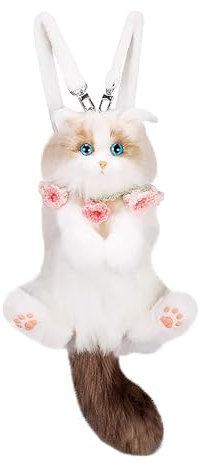 Chongker Neuer weicher Plüsch-Rucksack in handgefertigter Mini Ragdoll-Katzenform – realistisches Plüschtier-Design, perfekt für Kinder und modische Frauen