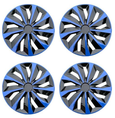 GTEVDK 4 Stück Radzierblenden Set für VW Golf 6 Sport 2008-2012,Stahlfelgen Felgendeckel Radkappensatz Zubehör,A5-15 inch Blue Black