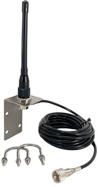 FMUSER VM200 Marine Radio Antenna, Durable 153-164Mhz Boat Radio Antenna with 16ft RG58 Coaxial Cable and L-Bracket, Ideal for Marine Radio