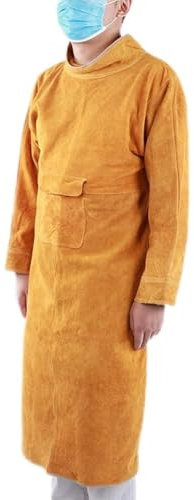 TIKATARER Giacche Saldatura per Uomo, Giacca Saldatura in Pelle Saldatore di Sicurezza Grembiule di Protezione del Lavoro Grembiule Saldatura Resistente all'Usura Ignifugo