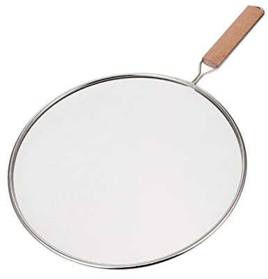 OKUMEYR 1Stk Öldeckel küchenmaschiene kochgeschirr Kochen zubehör Kitchen zubehör Ölstopper Spritzschutz für heißes Öl Ölschutz fetten Bildschirm Ölschutz aus Metall Ölspritzer Holz Silver