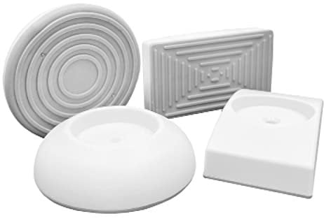 BOMI Elefantenfüße 4er Set, 2X rund & 2X eckig, Weiß I Wandschutzpads für Treppenschutzgitter ohne Bohren & Türschutzgitter I Antirutsch-Funktion I Wandpads zum Klemmen I Zubehör für Treppengitter