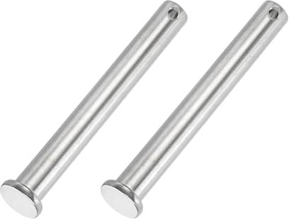 PATIKIL 12 x 100 mm Single Hole Clevis Pins, 2 Pcs 304 Stainless Steel Flat Head Pin for Hitch Pin Lock Link Hinge Systems, Silver
