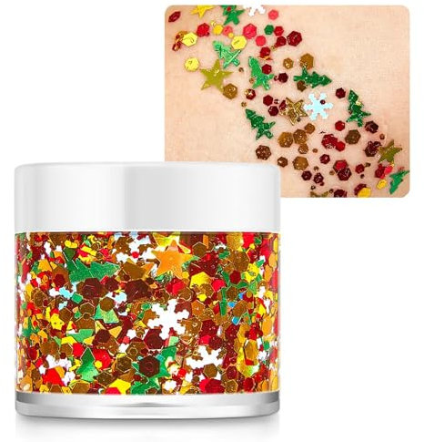 EONFAVE Glitzer Gesicht, Körper & Nagel Glitter Gel - Mermaid Pailletten Make Up - Wasserfest & Langlebig - 36g Gold