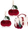 Ptwola Lot de 2 porte-clés mignons en forme de cerise, pour sac à main, sacs à main, breloques pelucheuses pour clés de voiture, porte-clés, accessoire pour femme, Saint-Valentin, Noël, bordeaux