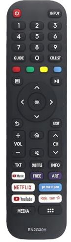 EN2G30H Telecomando di ricambio per Hisense 4K UHD TV 65A7300F 70A7100F HE55A6803FUWTS HE43A6103FUWTS 43A7340F 43A7500F 43AE7210F 50A7300F 50A7340F 50A75 00F, 50AE7210F, 55A7320F, 55A7340F, 500F,