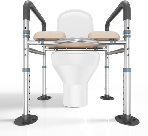 Erhöhter Toilettensitz mit Griffen, gepolsterte Toilettensitzerhöhungen für Senioren mit Höhe und Breite, bis zu 180 kg, erhöhter Toilettensitz für ältere Menschen, Schwangere und Behinderte, passend
