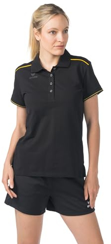 Erima Women's CMPT Pique Polo Shirt (2112539), Black/Yellow, 42