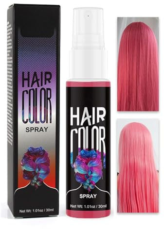 Haarspray Farbe, Temporäre Haarfarbe Blau, Farbiges Hair Dye, Liquid Blue Hair Color S-pray Abwaschbar und Sicher, Schnelle Haarfärbung, Haar Colorationen für Halloween, Karneval, Cosplay (Rosa, 30ML)
