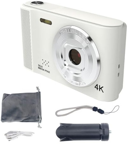 MQODLFP 4K-Kamera für Studenten, Digital, Ultradünn, Anti-Shake, Smart-Zoom, Tragbare Retro-Kamera,