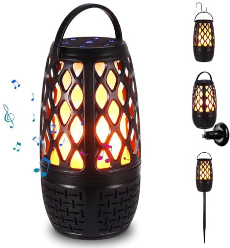 UNISOPH Bluetooth Lautsprecher Mit Flammen Effekt, LED Bluetooth Box mit Halterung Und Haken,Ip65 Wasserdicht Kabelloser, Stereo Sound, Vatertagsgeschenk Für Papa, Geschenke für Männer