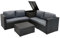 Rattan Modulares Gartenmöbel 6-teiliges Set Schwarz, 4-Sitzer Sofa, Eckstühle mit Kissen, Tisch mit Glasplatte, 250L Aufbewahrungsbox, waschbare Bezüge, für den Außenbereich, Regenabdeckung