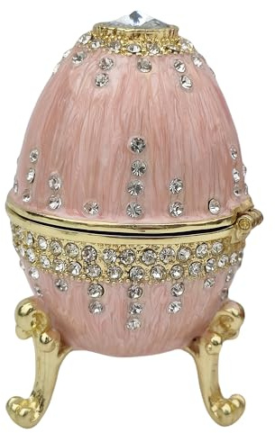 zltSunshine Schmuckkästchen mit Emaille-Blume, Osterei, Fabergé-Ei, dekorativ, Kunsthandwerk, Sammlerstück, Tischdekoration, Rosa