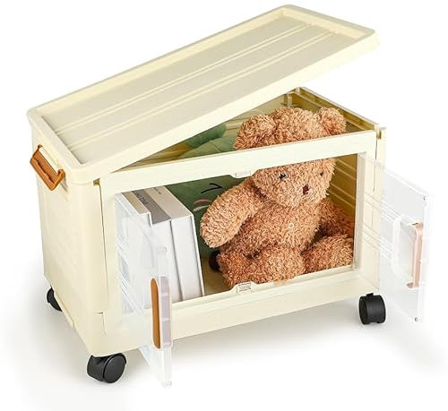 Cajoneras con Ruedas – Cajas Organizadoras Armarios – Armario Plástico – Apilable, Caja de Plástico para Salón, Cocina, Garaje, Oficina (Blanco)